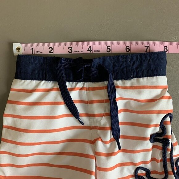Janie & Jack Swim Trunks White Orange Stripe Anchor Nautical Boys 3-6 Months - Picture 8 of 13